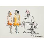 LENNON, JOHN - Colour print of a naked couple and a vicar after an original... Colour print of a