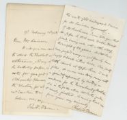 OWEN, RICHARD - Two autograph letters signed addressed to Mrs Swainson Two autograph letters