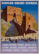 NEZIERE de la Joseph Daniel (1873-1944) - SIMPLON-ORIENT-EXPRESS, Alep lithographic poster in