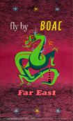 ANONYMOUS - FLY BY B.O.A.C., Far East offset lithographic poster in colours, cond.A-, backed on