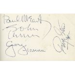 BEATLES, THE - A complete set of signatures by George Harrison, Paul McCartney A complete set of