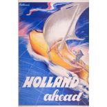 KUTTERUNK - HOLLAND AHEAD lithographic poster in colours, printed by L. van Leer  &  Co. N.V. not