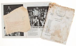 LYNYRD SKYNYRD - A collection of items relating to Lynyrd Skynyrd A collection of items relating
