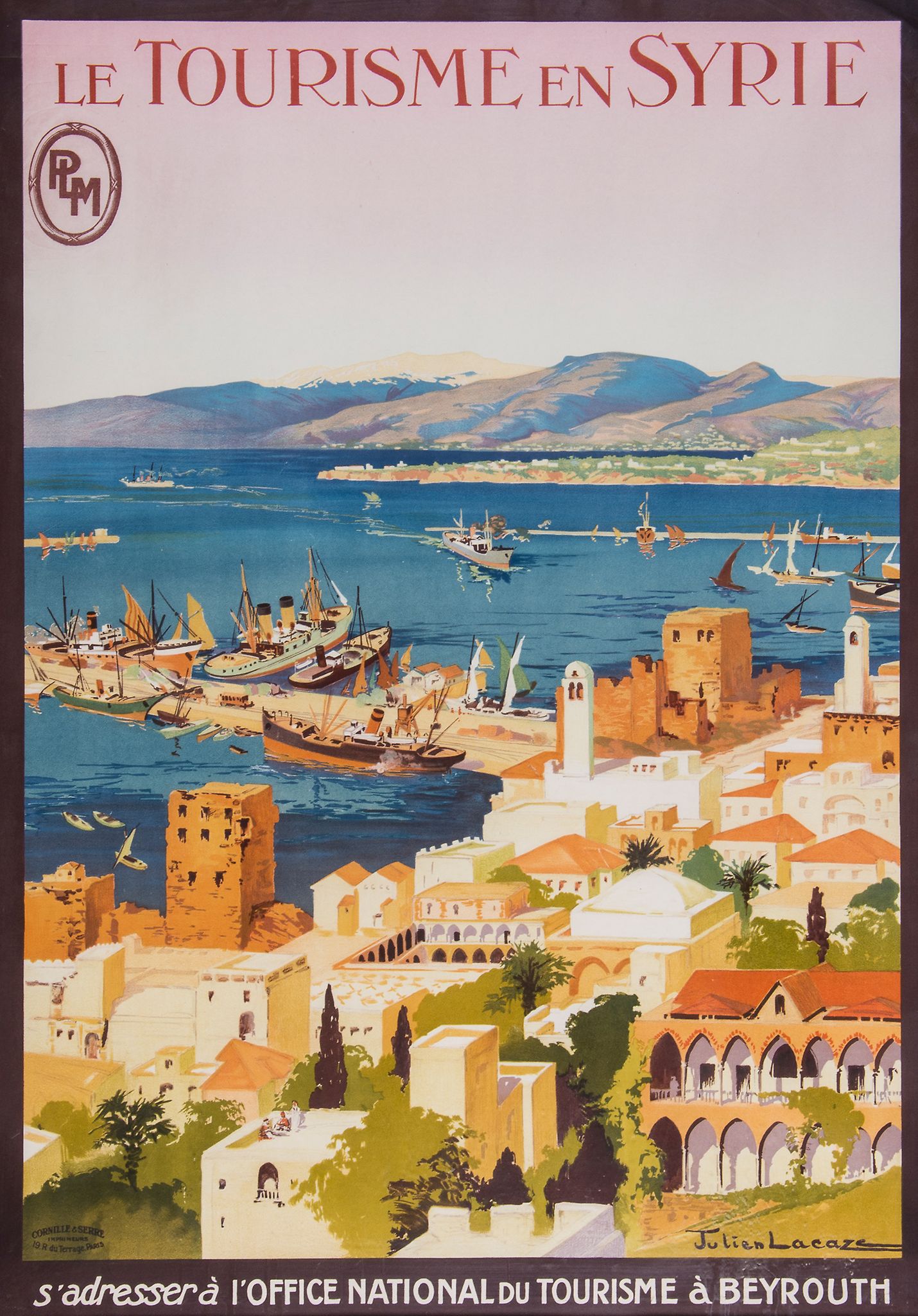 LACAZE, Julien (1886-1971) - LE TOURISME EN SYRIE, PLM lithographic poster in colours, printed by