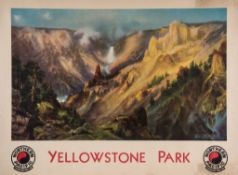 MORAN, Thomas (1837-1926) - YELLOWSTONE PARK, Northern Pacific offset lithographic poster in