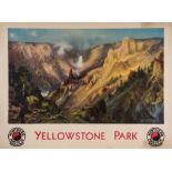 MORAN, Thomas (1837-1926) - YELLOWSTONE PARK, Northern Pacific offset lithographic poster in