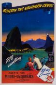 ANONYMOUS - RIO CALLING, American Republics line lithographic poster in colours, c.1950,  not