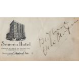 CHAPLIN, CHARLES & OTHERS - Promotional envelope of the Seneca Hotel in Columbus, Ohio Promotional