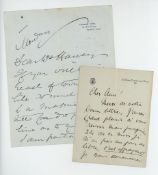 LANGTRY, LILLIE - Autograph letter signed to Mr Harvey, asking the recipient whether... Autograph
