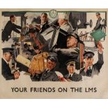 SCOTT, Septimus E  (1879-1962) - YOUR FRIENDS ON THE LMS lithographic poster in colours, printed