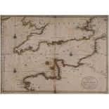 Jaillot (Alexis Hubert) - Carte de la Manche, chart of the English channel, with rhum lines and 3