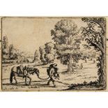 Callot (Jacques, 1592-1635) - Boar hunt; Returning with the day's catch a pair,   etchings, with