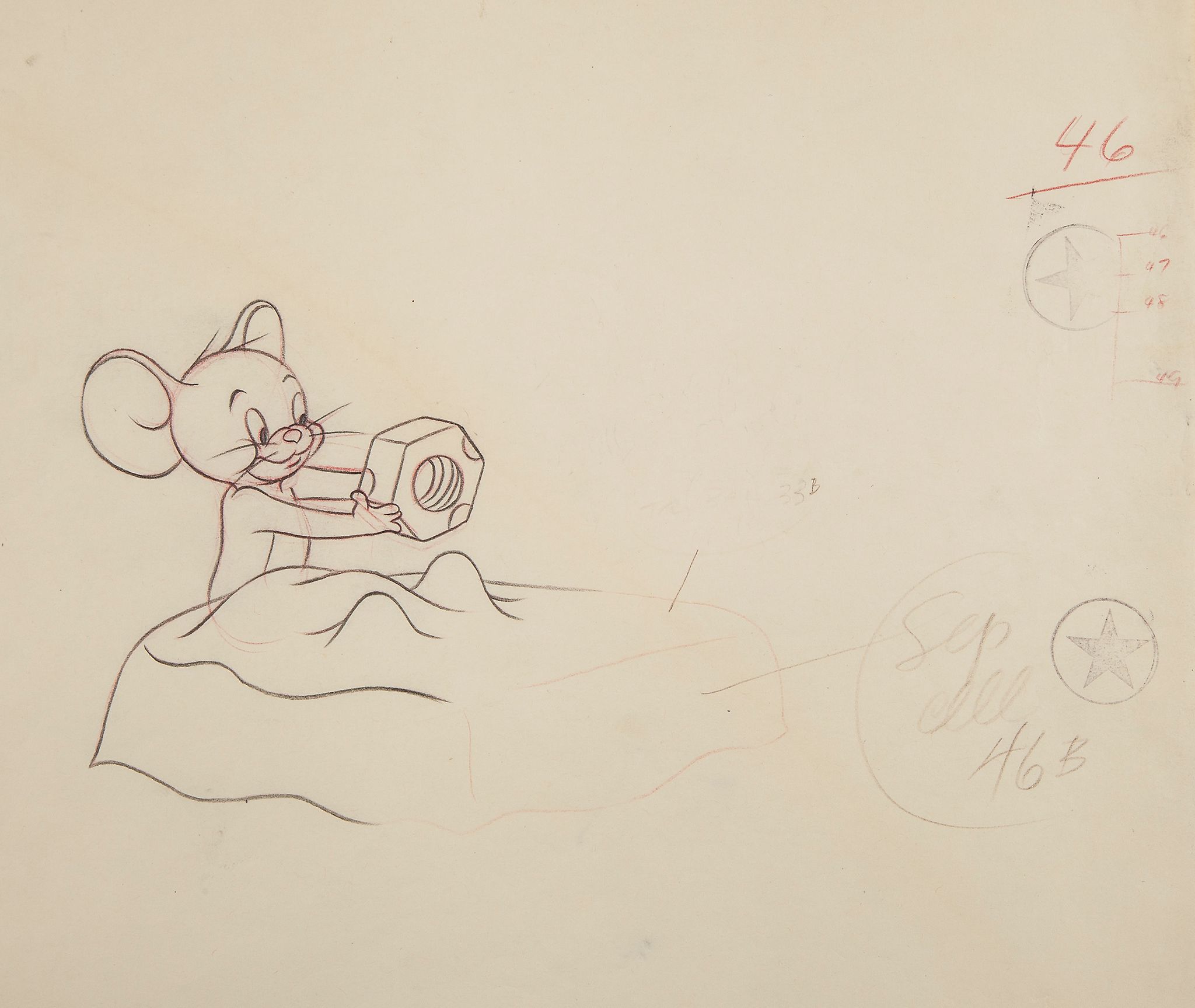 Caricatures and cartoons.- - Wile E. Coyote & Road Runner,  together with original pencil sketch/