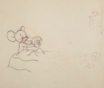 Caricatures and cartoons.- - Wile E. Coyote & Road Runner,  together with original pencil sketch/