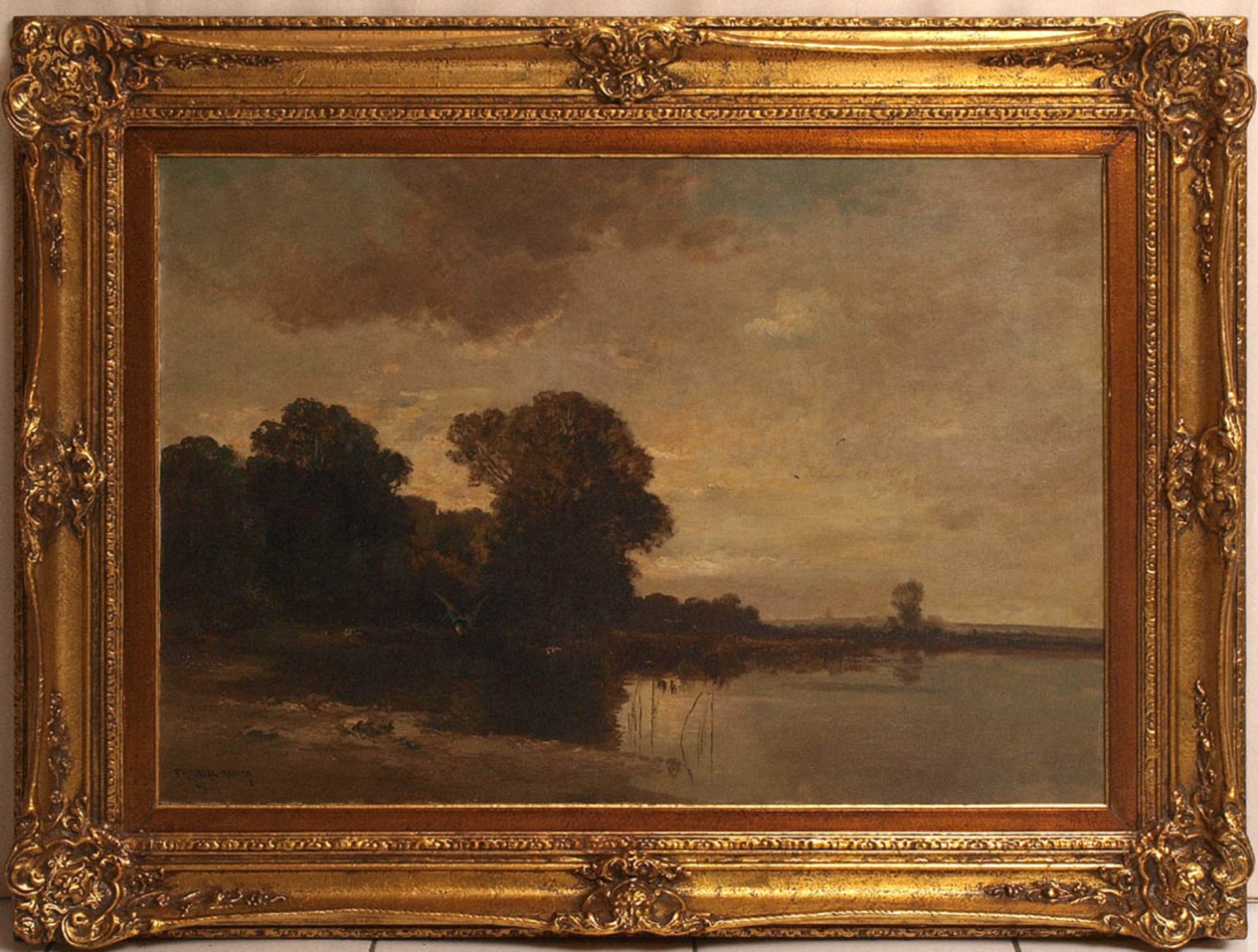 Halberg-Krauss, Fritz, 1874 - 1951 Abendlicher Blick auf einen See im Dachauer Moos unter