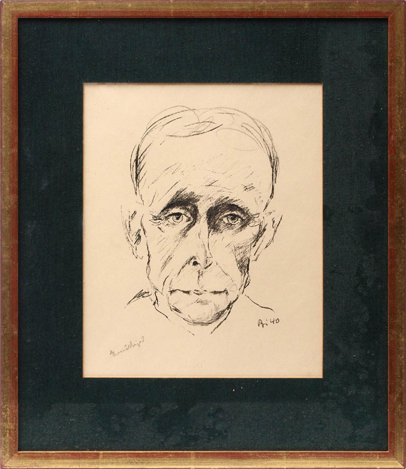 Bizer, Emil, 1881 - 1957 Selbstportrait, den Betrachter anblickend. Lithographie, mit Bleistift