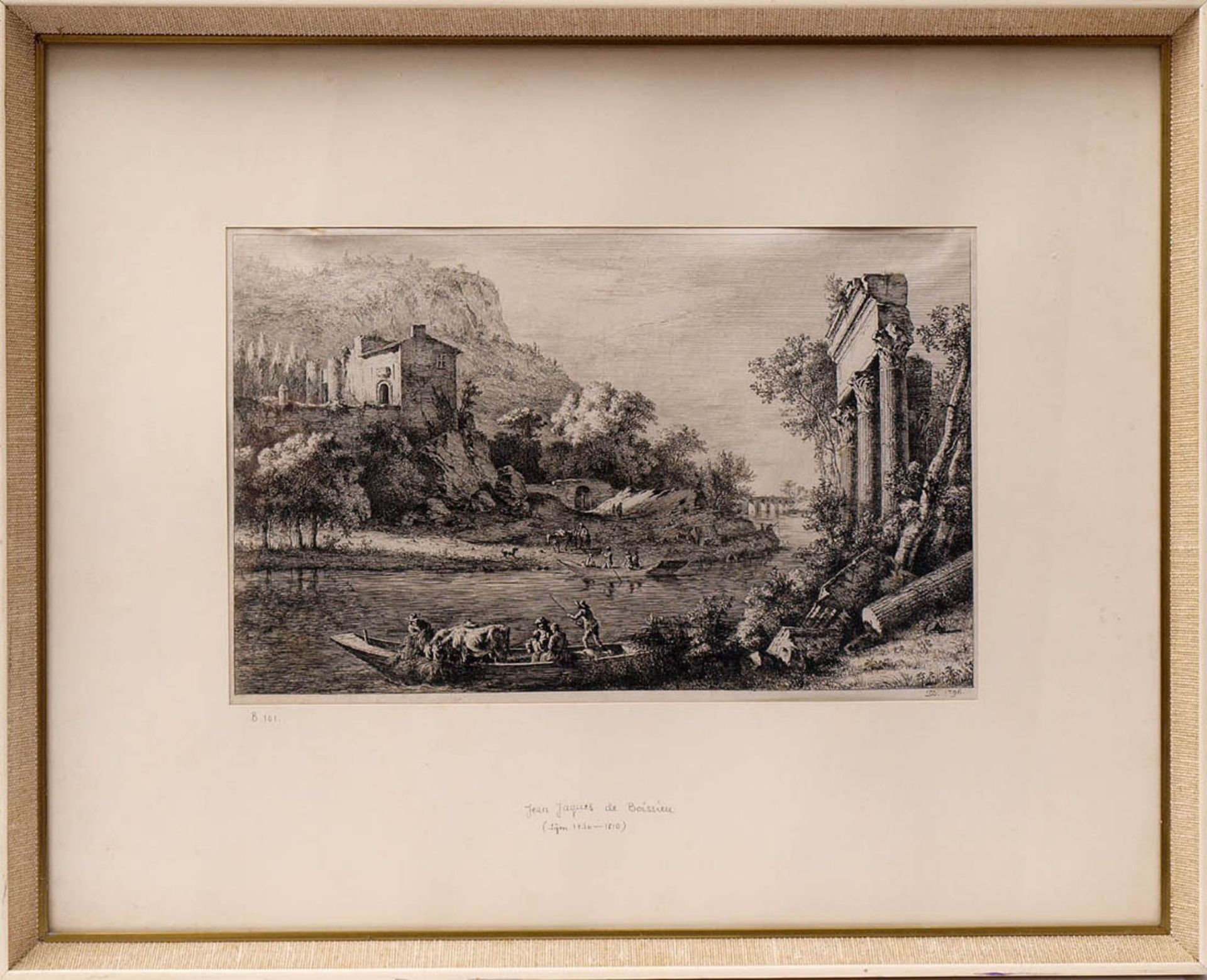 de Boissieu, Jean Jacques, 1736 - 1810 Idealisierende Flusslandschaft, im Vordergrund am Ufer die