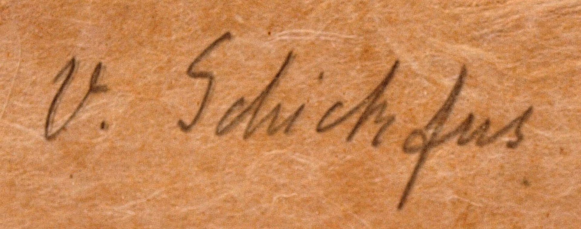 Schickfus, V., 20er JahreGlyzinienblüte. Aquarell über Tusche auf Japanpapier, rechts unten sign., - Bild 2 aus 2