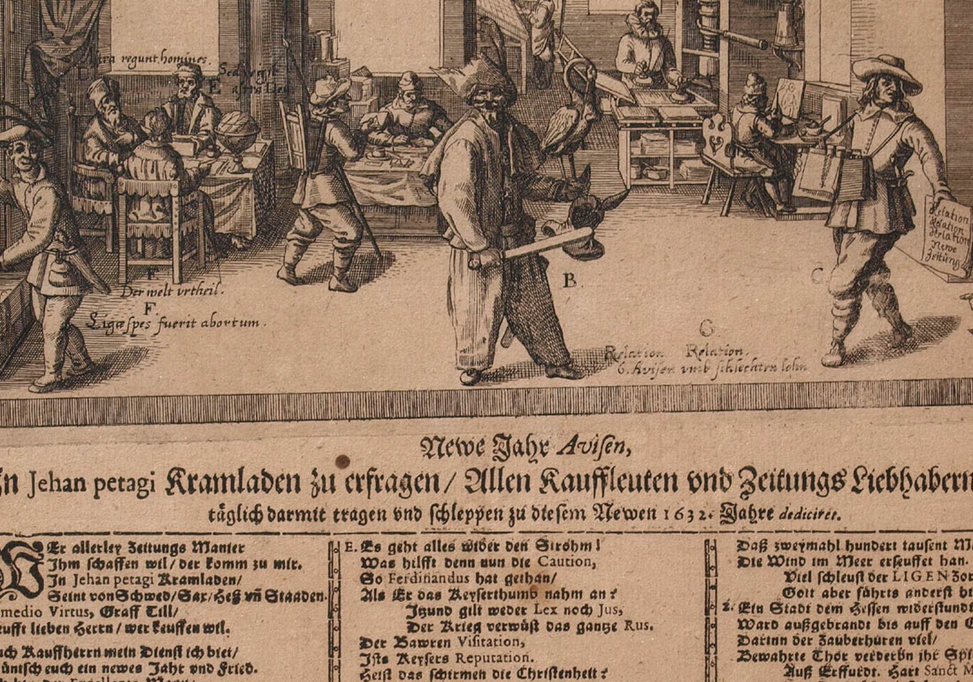 Flugblatt, Zeitungswesen / Presse, dat. 1632Ger. Innenmaß des Passepartouts 35x27,5cm.Aufrufpreis: - Bild 2 aus 2