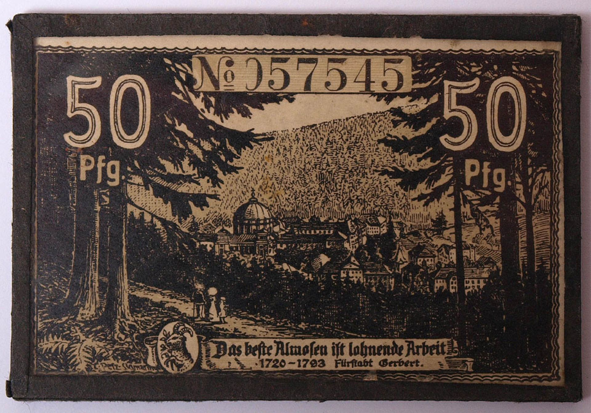 Fünfzig-Pfennig-NotgeldscheinSt. Blasien im Schwarzwald, dat. 1920.