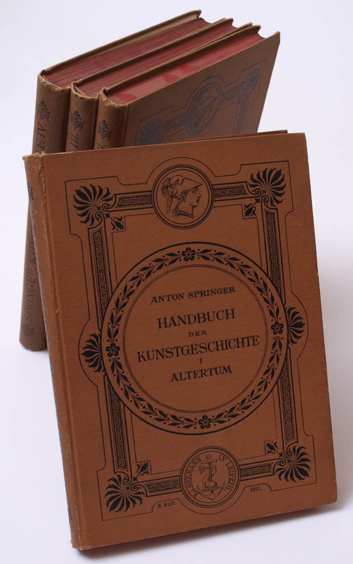 Springer, Anton: Handbuch der KunstgeschichteBd.I-IV, geprägter Leineneinband, roter Schnitt.