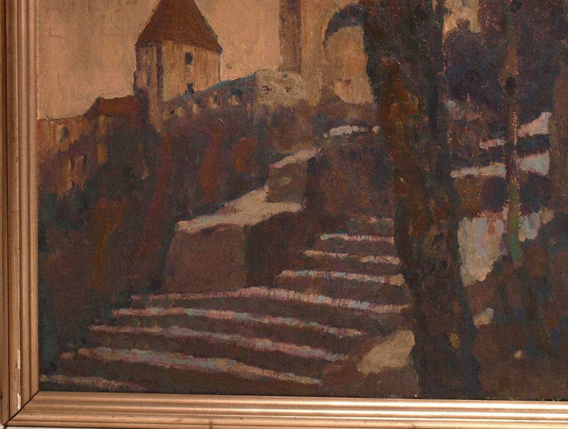 Weber-Tyrol, Hans Josef, 1874 - 1957Ansicht einer winterlichen Burganlage auf einem Berg. Öl/Lwd., - Bild 7 aus 8