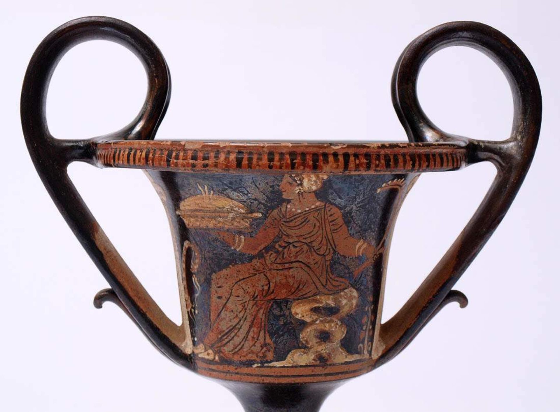 Apulischer Kantharos, wohl 4.Jhdt. v.Chr.Zweihenkeliges, schwarzgrundiges Weingefäß, Vorder- und - Bild 11 aus 17