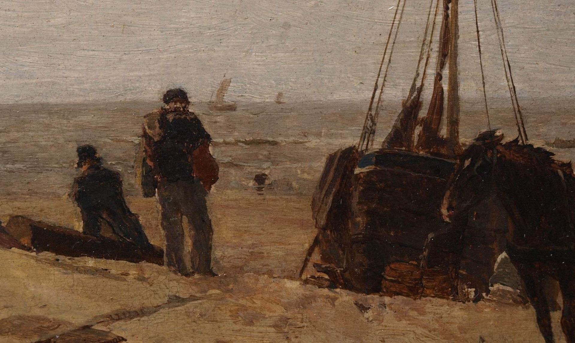 von Bochmann, Gregor, 1850 - 1930Strandszene mit Boot und Pferdegespann, daneben reiche - Bild 4 aus 11