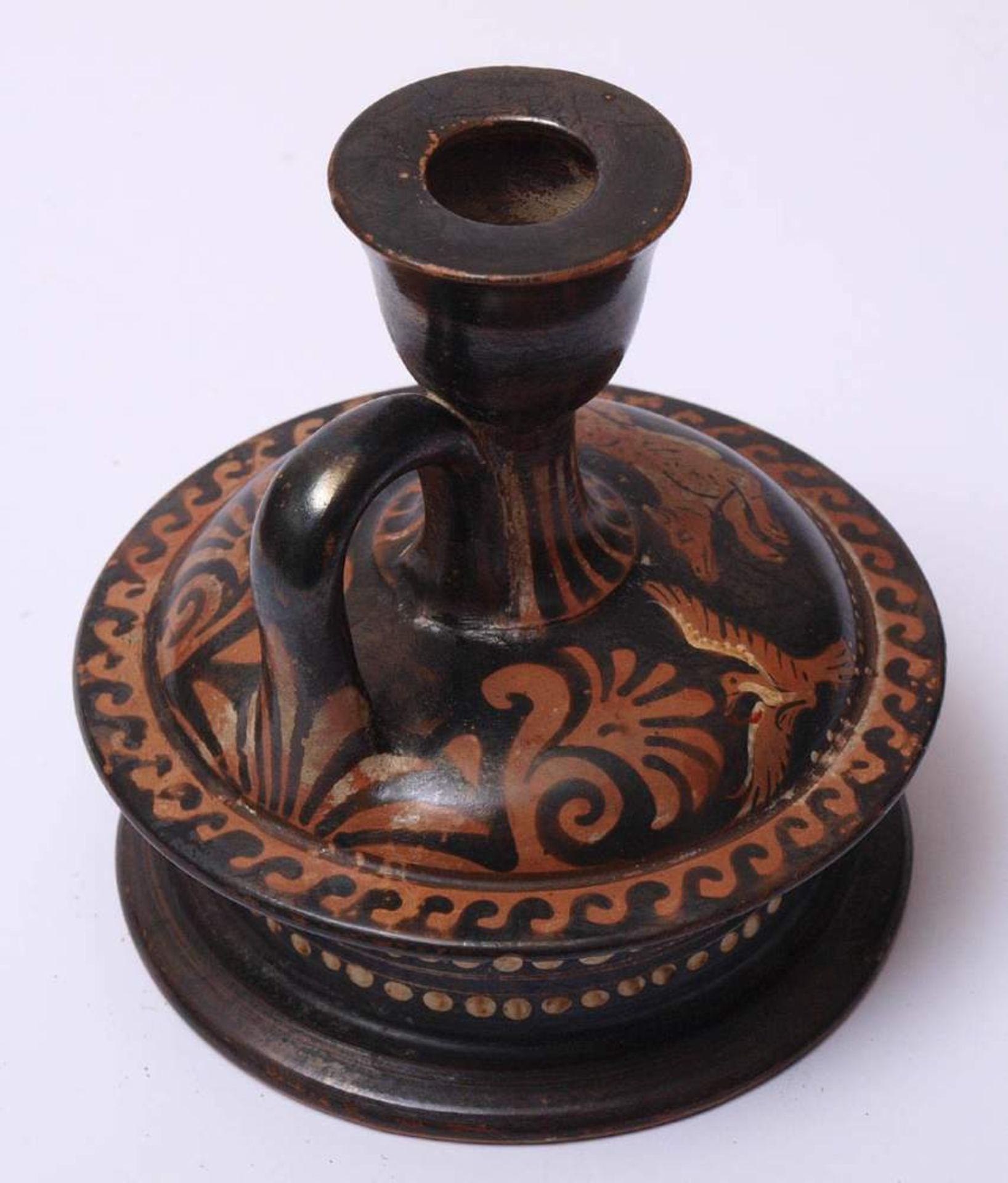 Apulische Epichysis, wohl 4.Jhdt. v.Chr.Schwarzgrundige Vase im Gnathia-Stil. Auf gewölbter - Bild 2 aus 10