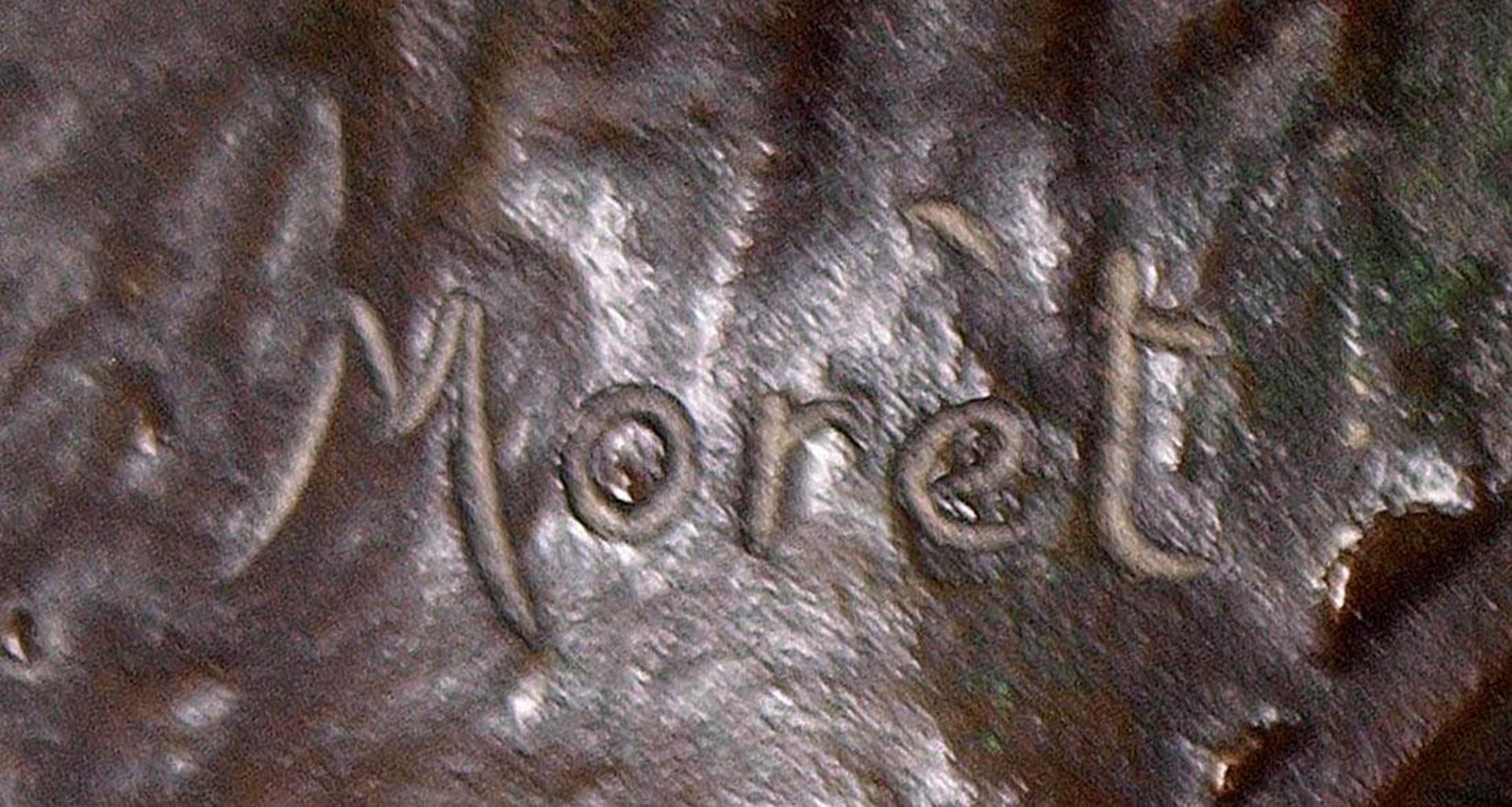 Moret, Alfred, 1853 - 1913Auf hohem Marmorsockel mit Widmungsmedaille achteckiger, - Bild 6 aus 6