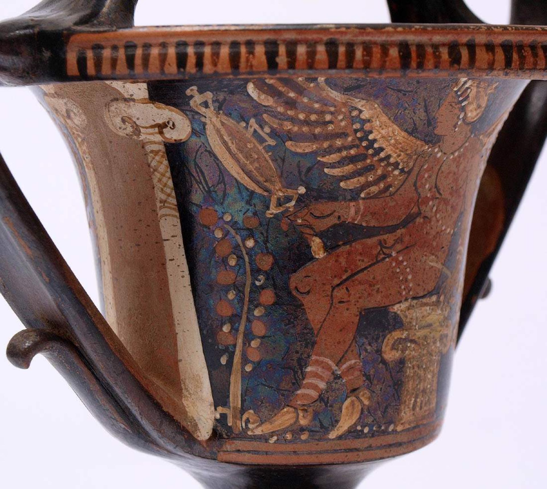 Apulischer Kantharos, wohl 4.Jhdt. v.Chr.Zweihenkeliges, schwarzgrundiges Weingefäß, Vorder- und - Bild 7 aus 17