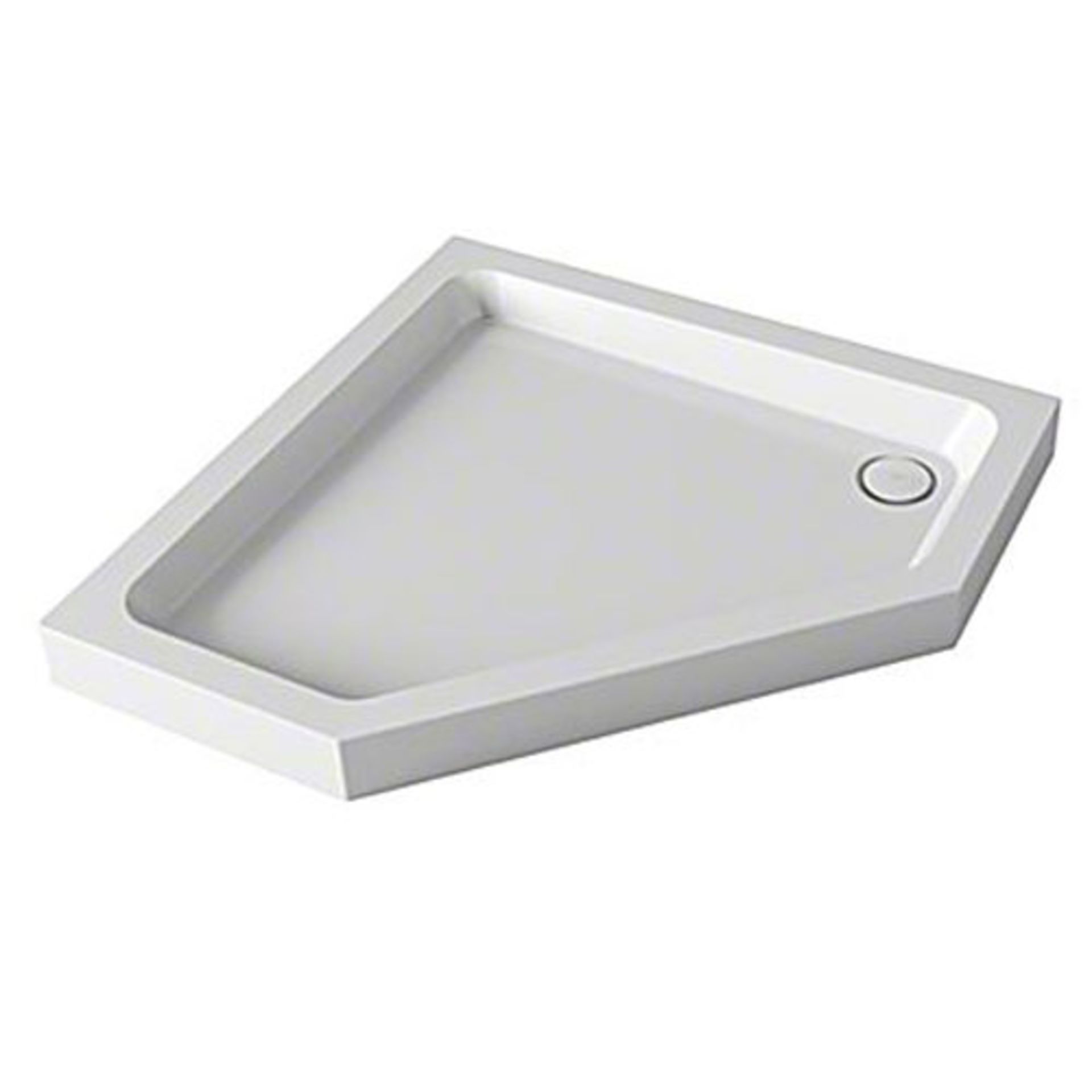 Shower tray Pentagonal off white stone resin Height - 100mm, Width - 1200mm, Width - 900mm