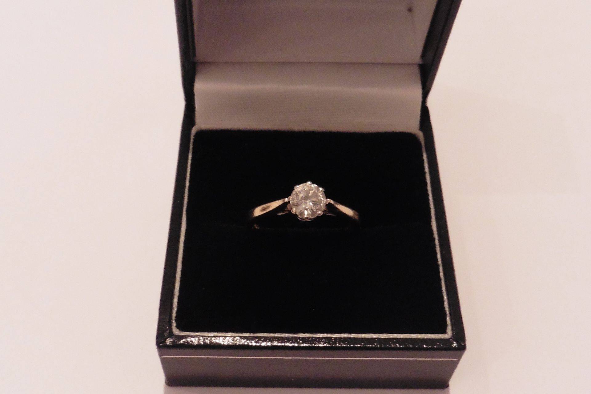 Pre-owned 18ct gold solitaire ring set with a brilliant cut diamond weighing 0.50ct.  Secured in a 8