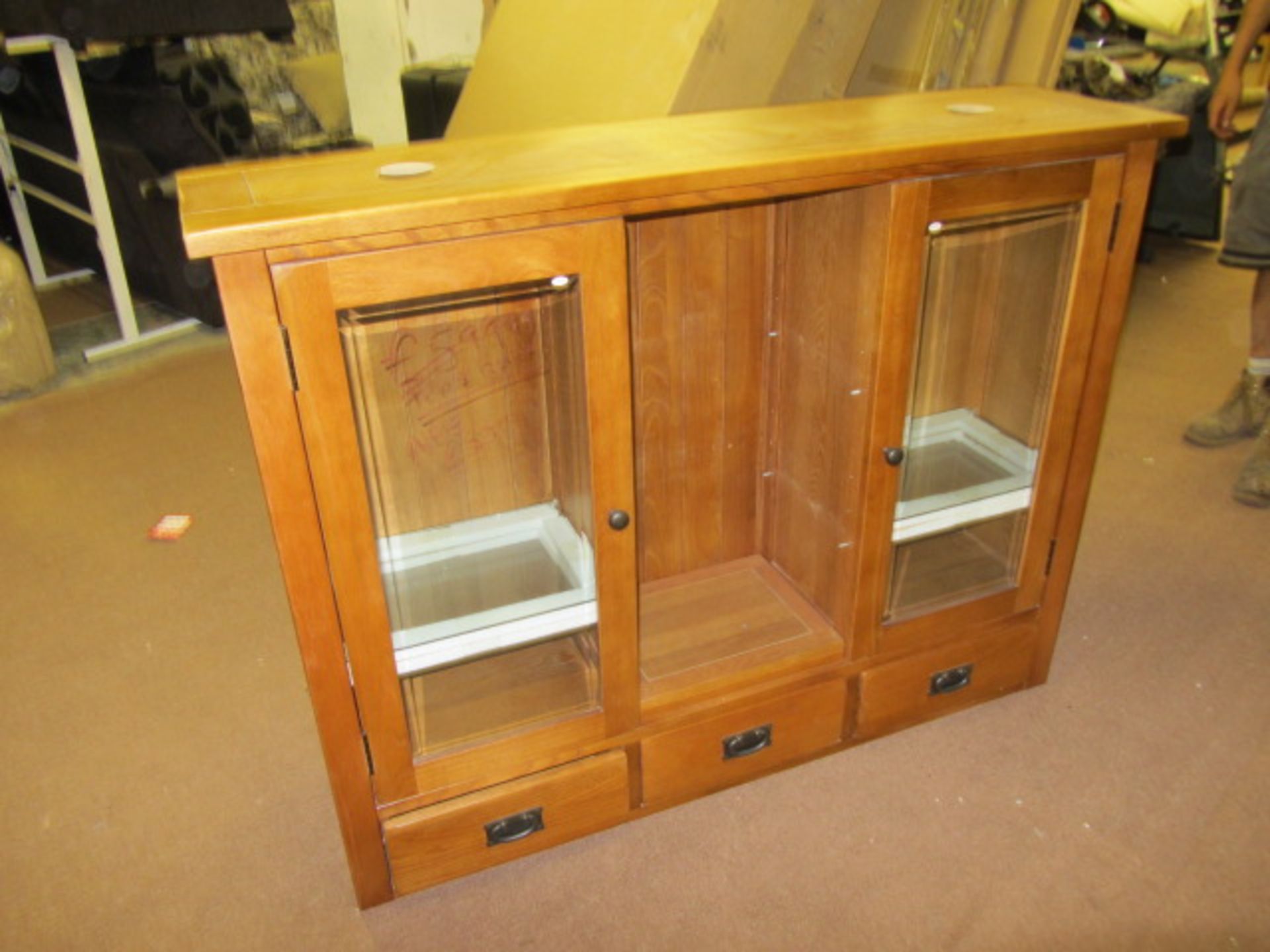 Glazed Dresser Top, with glass shelves, 2 glass doors and open centre over 3 drawers, Country Classi - Image 2 of 2