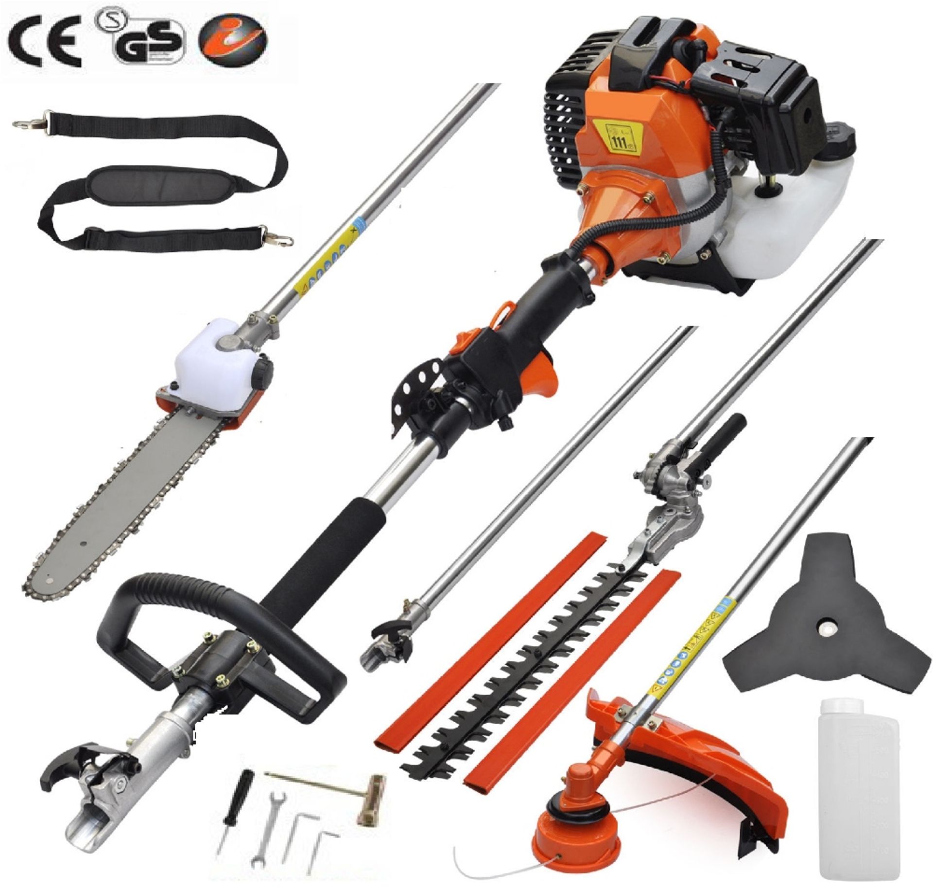 Prokraft 4 in 1 Petrol 42.7CC Hedge Trimmer, Chainsaw, Grass Trimmer, Brush Cutter c/w 1 x Multi Too