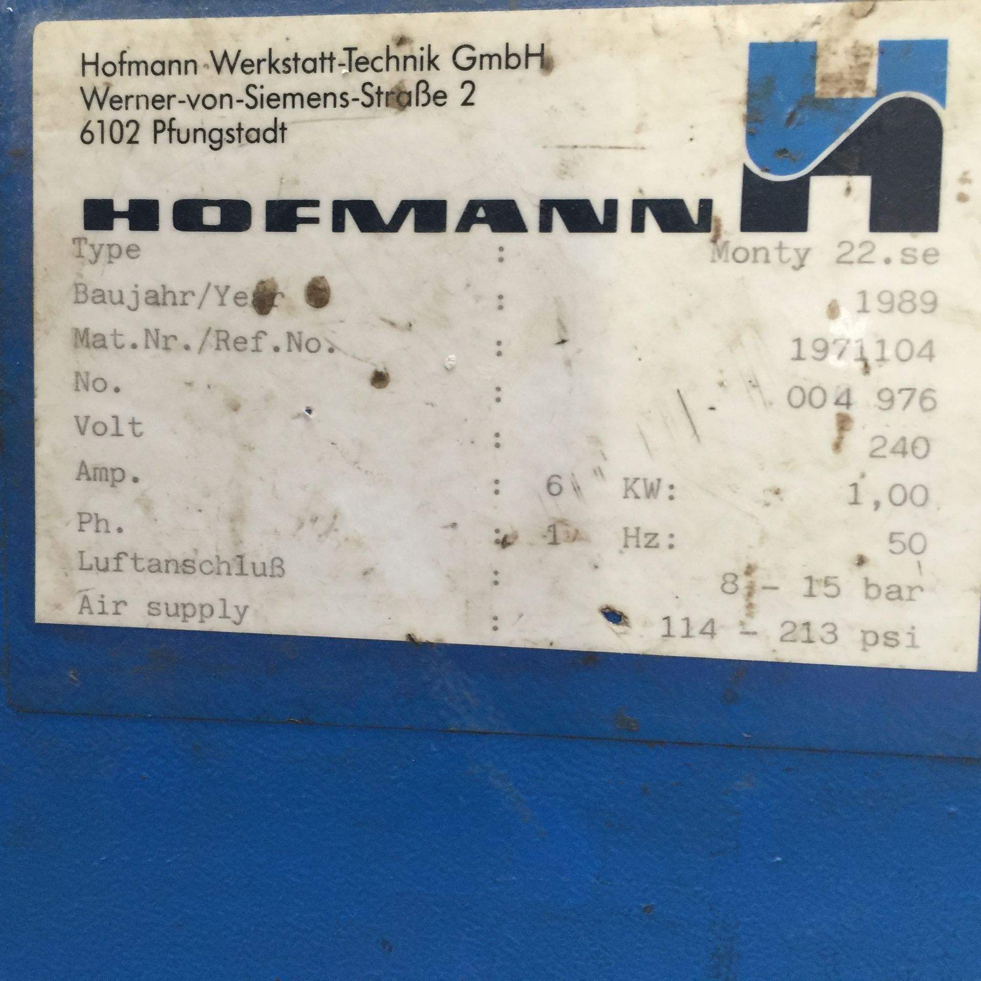 HOFMANN - Tyre removal machine, MONTY 22 se - Image 5 of 8