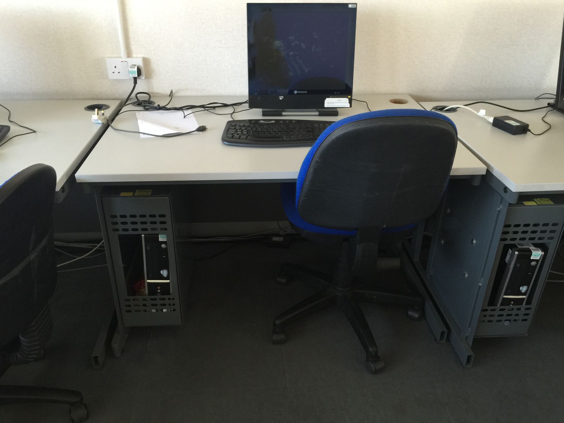 Computer Desk with Tower Cage/Holder & 1 x Blue Swivel Computer Chair,