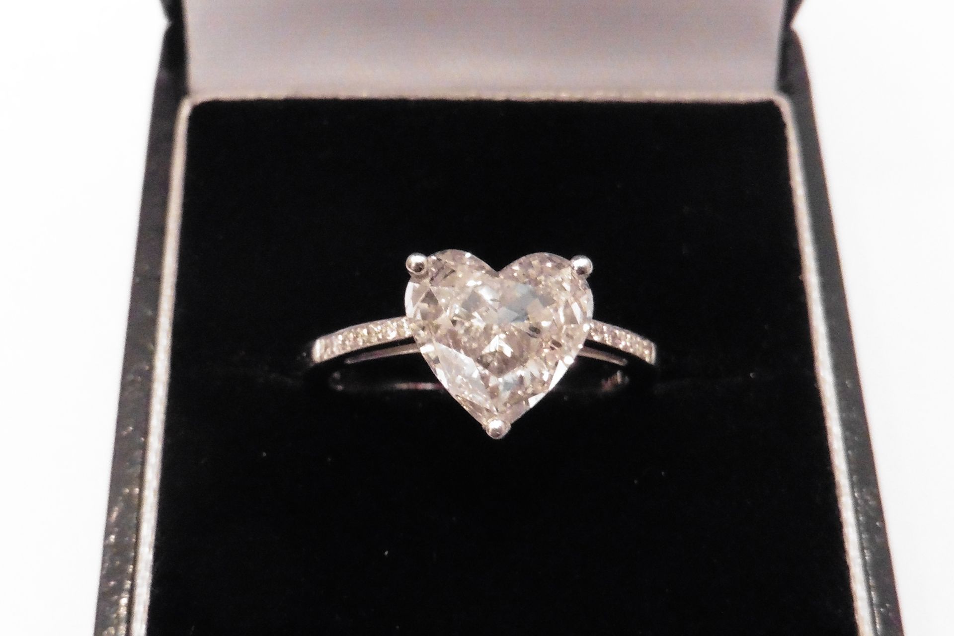 Tiffany style Heart shaped solitaire ring with a gorgeous heart shaped diamond weighing 2.08ct of G