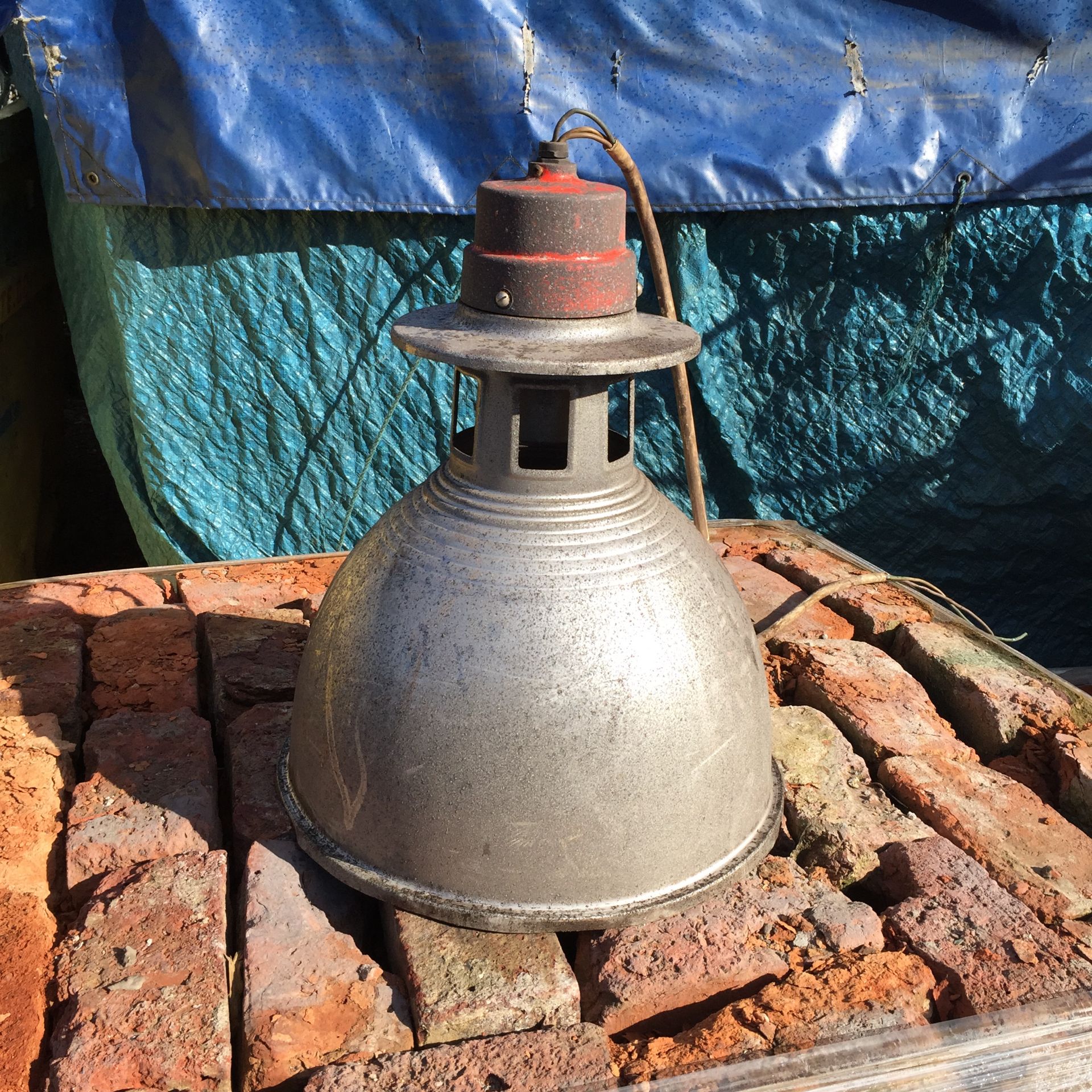 Large Vintage Unpolished Industrial Ceiling/Pendant Lamp extracted from a Steel Works - Photo is of