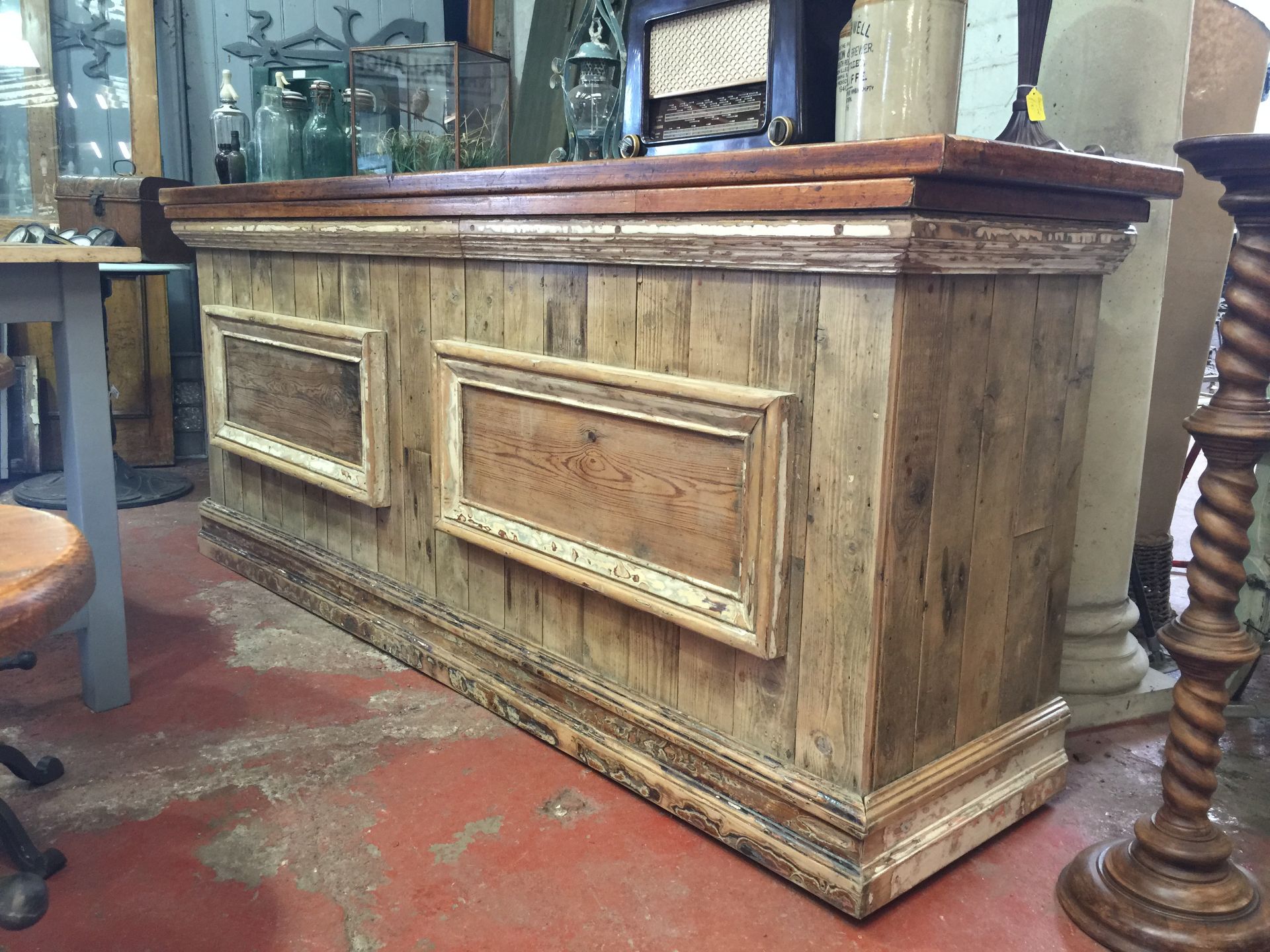 Stunning Reclaimed Pine Bar.  Ideal as a Bar or Shop Counter.  The new built frame has been clad wit