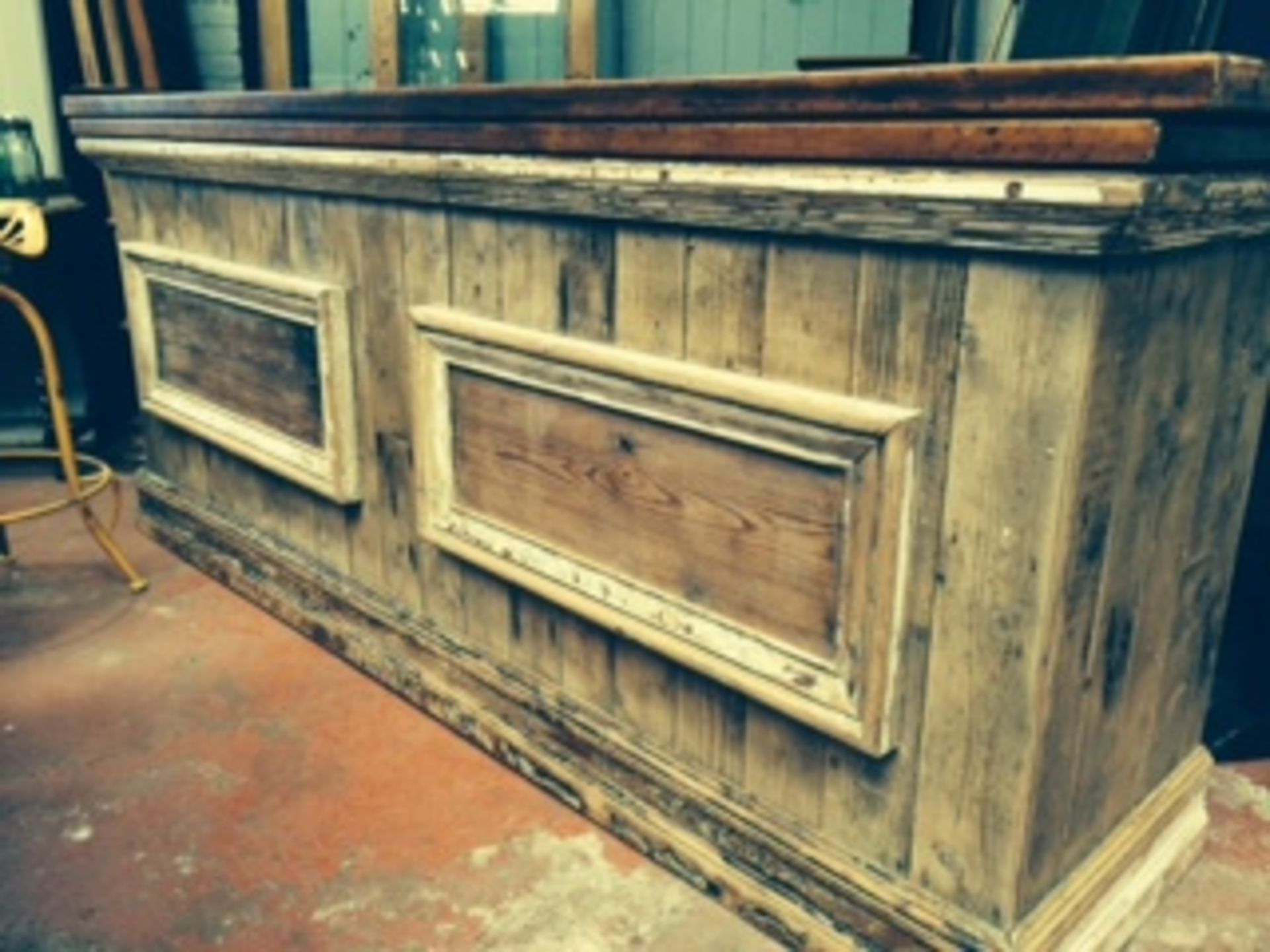 Stunning Reclaimed Pine Bar.  Ideal as a Bar or Shop Counter.  The new built frame has been clad wit - Image 11 of 12