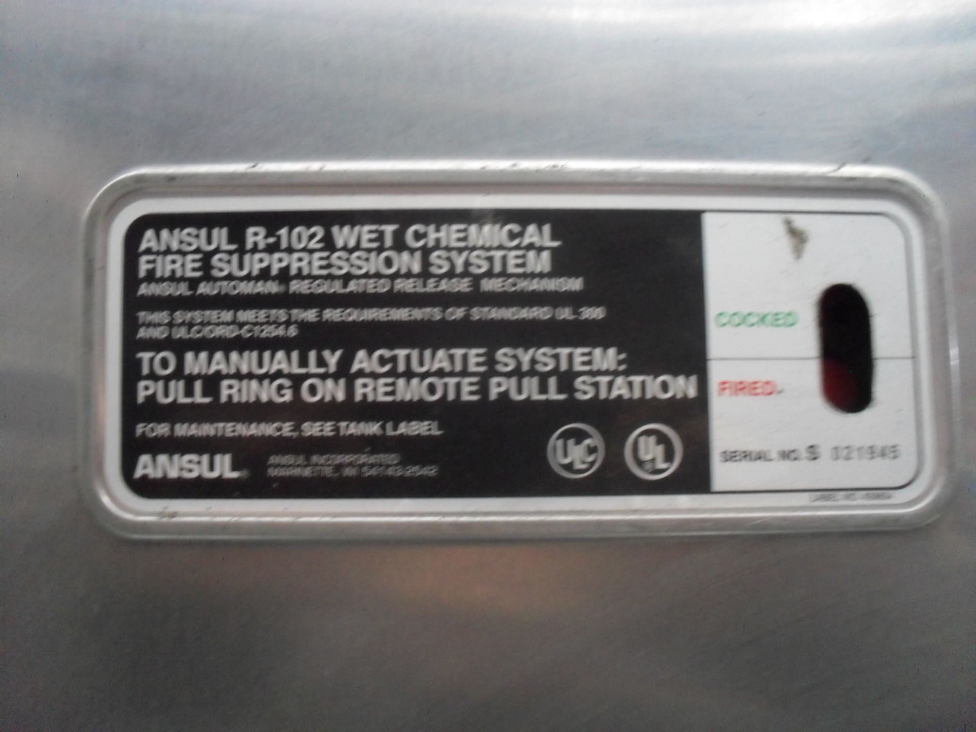 BALLANTYNE BVH-23 {005142} ASUL R-102 WET CHEMICAL FIRE SUPPRESSION SYSTEM 240V 13amp connection - u - Image 7 of 8