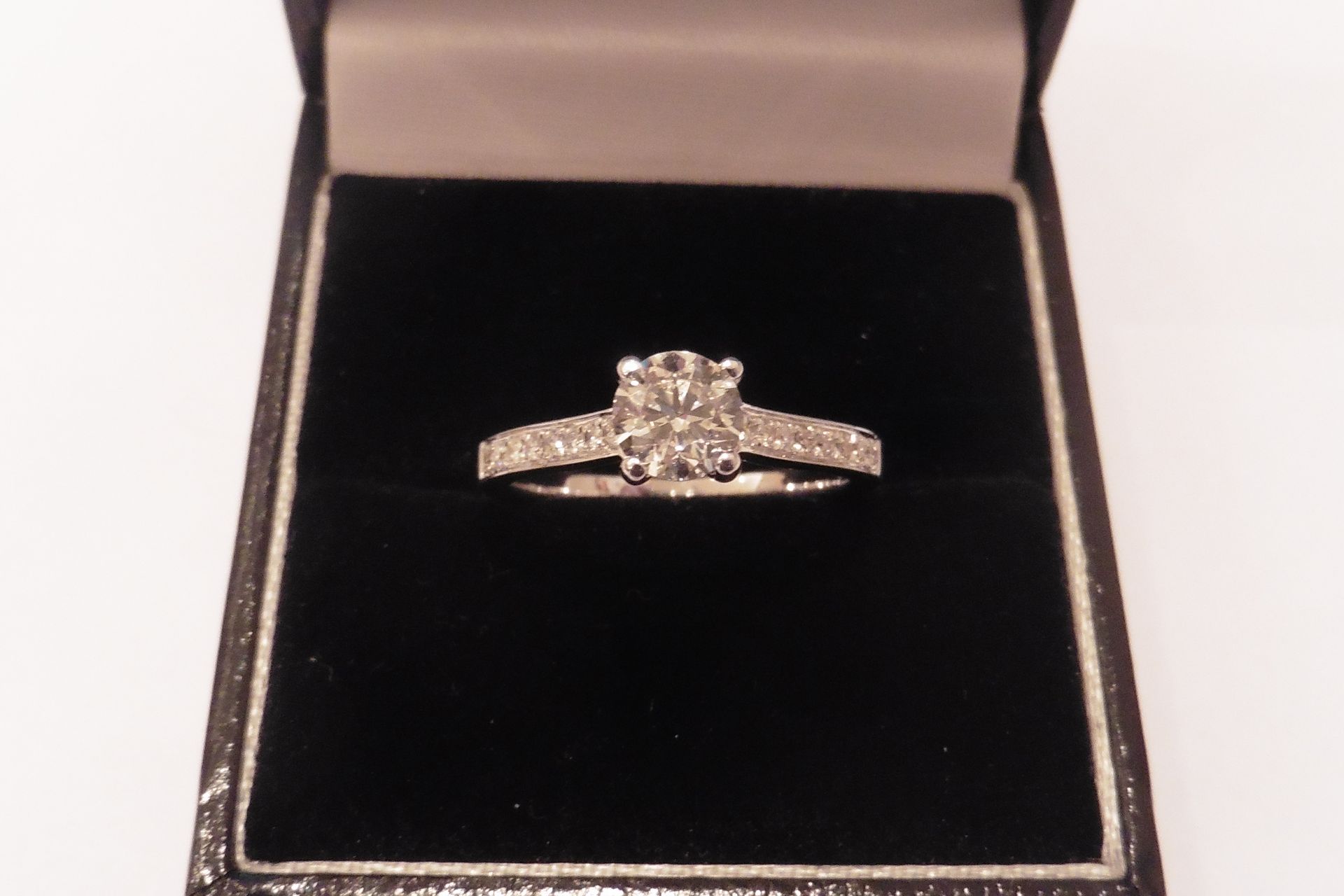 18ct white gold diamond set solitaire ring set with a  russian cut diamond, of VS clarity, I colour
