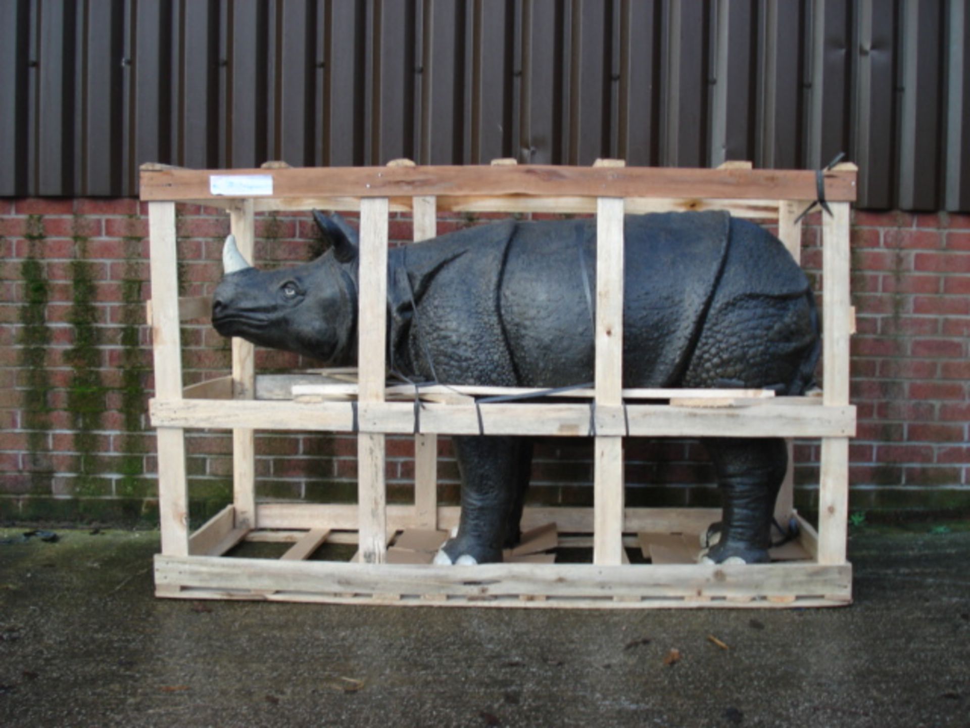 MASSIVE CRATED RHINO STATUE - Image 2 of 2