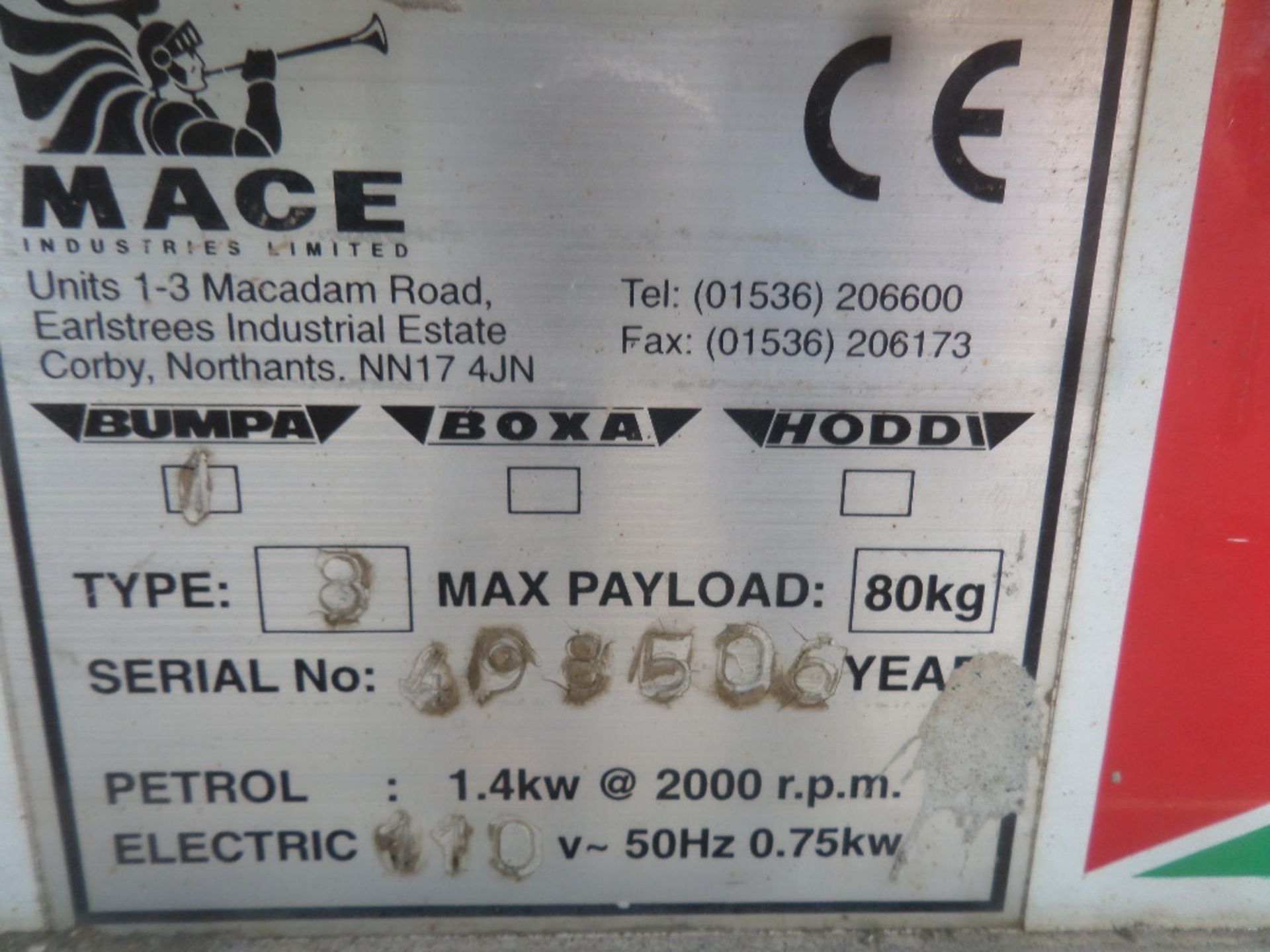 MACE BUMPA {026760} TILE LIFTER 8M - 110V Tested and no power there. - Image 4 of 4