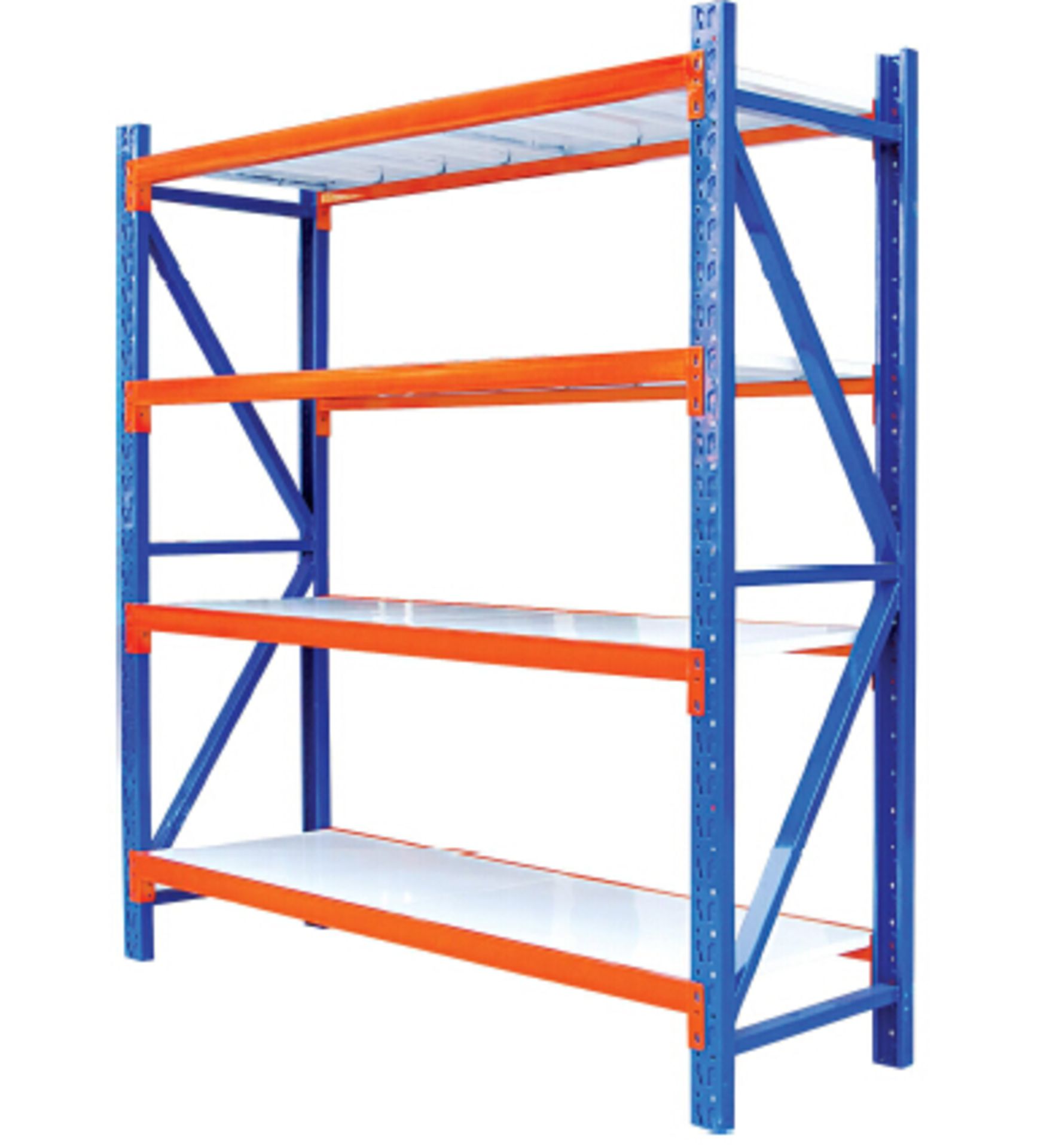 1 x SET NEW PACKAGED 2M X 2M X 60CM DEEP, 4 SHELF 1.2 TONNE GROSS INDUSTRIAL RACKING