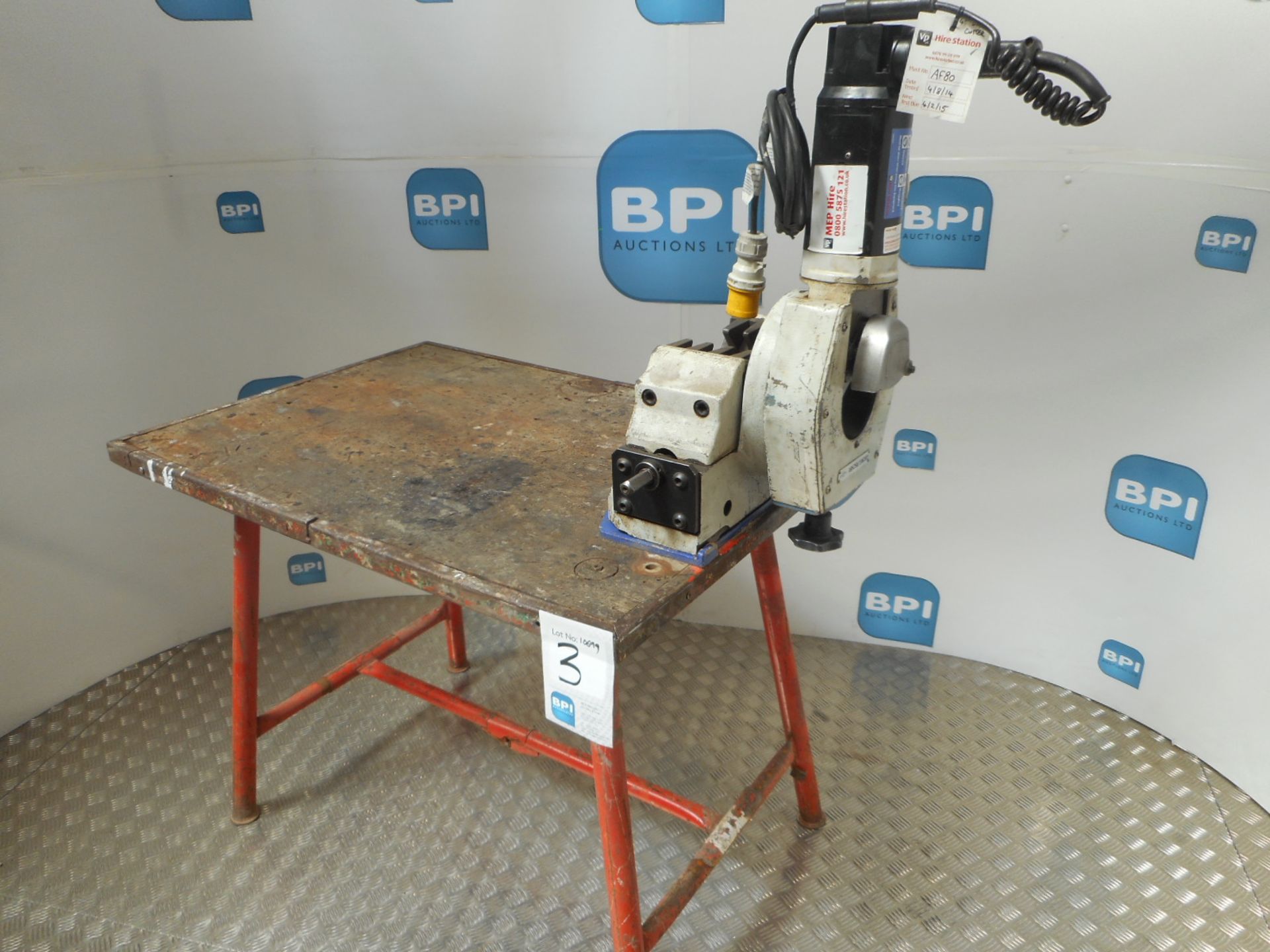 GEORG FISCHER RA 4 {032556} PIPE CUTTING/ BEVELING MACHINE AND TUBE SAW CUTTER 1/2 - 4INCH WITH W