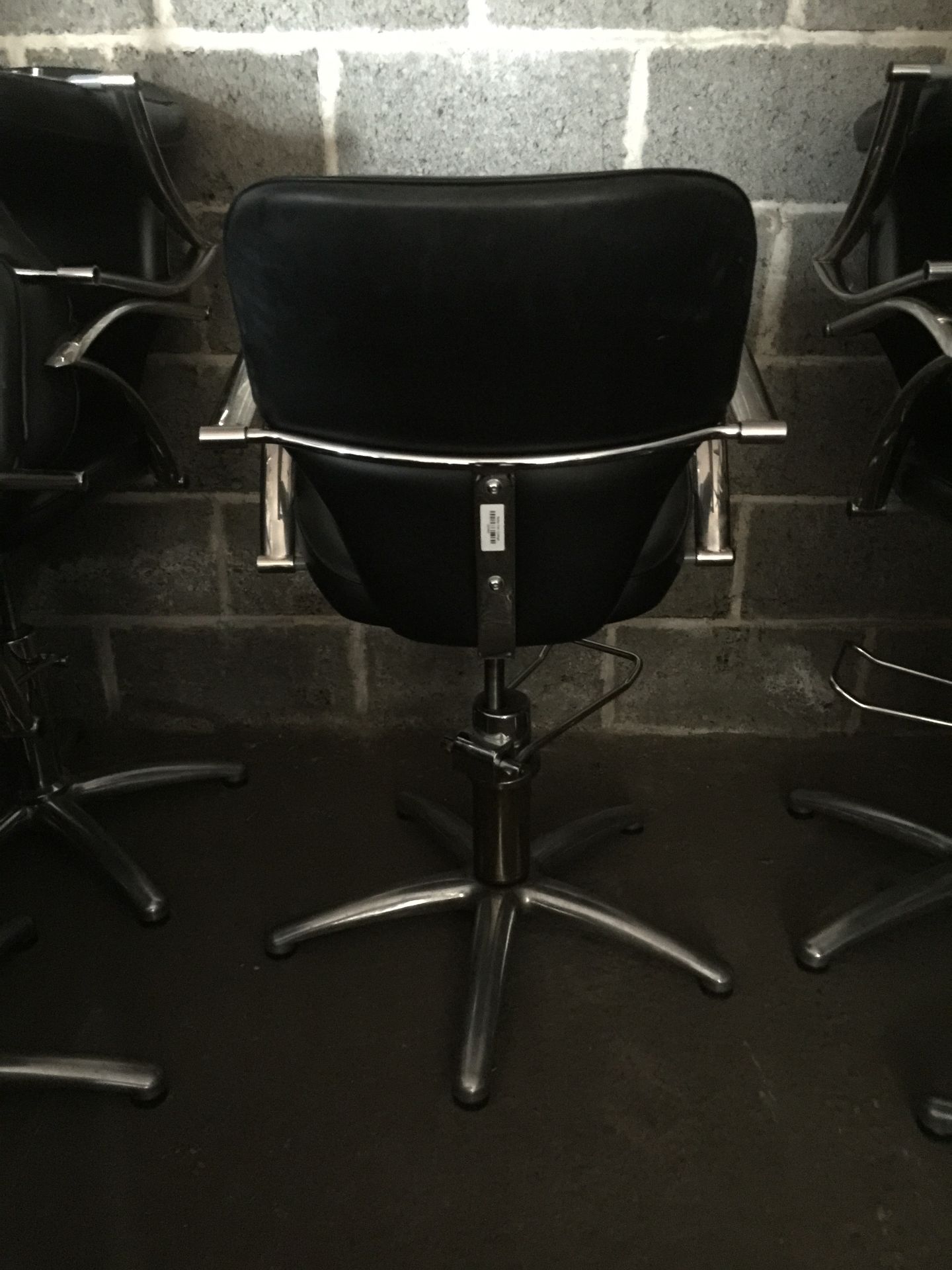 Salon Chair - Adustable height.  Black and Chrome.  Good condition, but in need of a clean. - Image 4 of 4