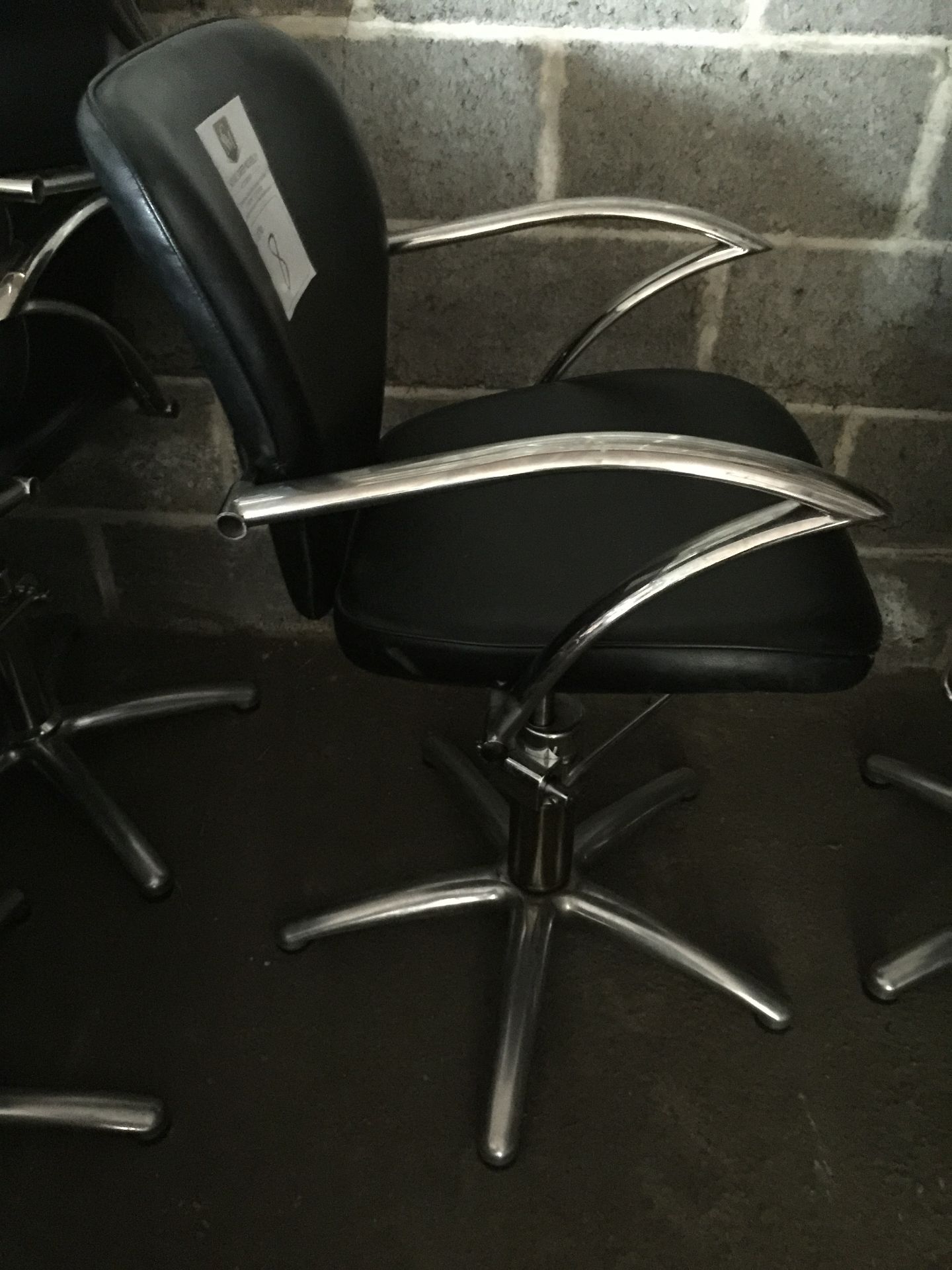 Salon Chair - Adustable height.  Black and Chrome.  Good condition, but in need of a clean. - Image 2 of 4