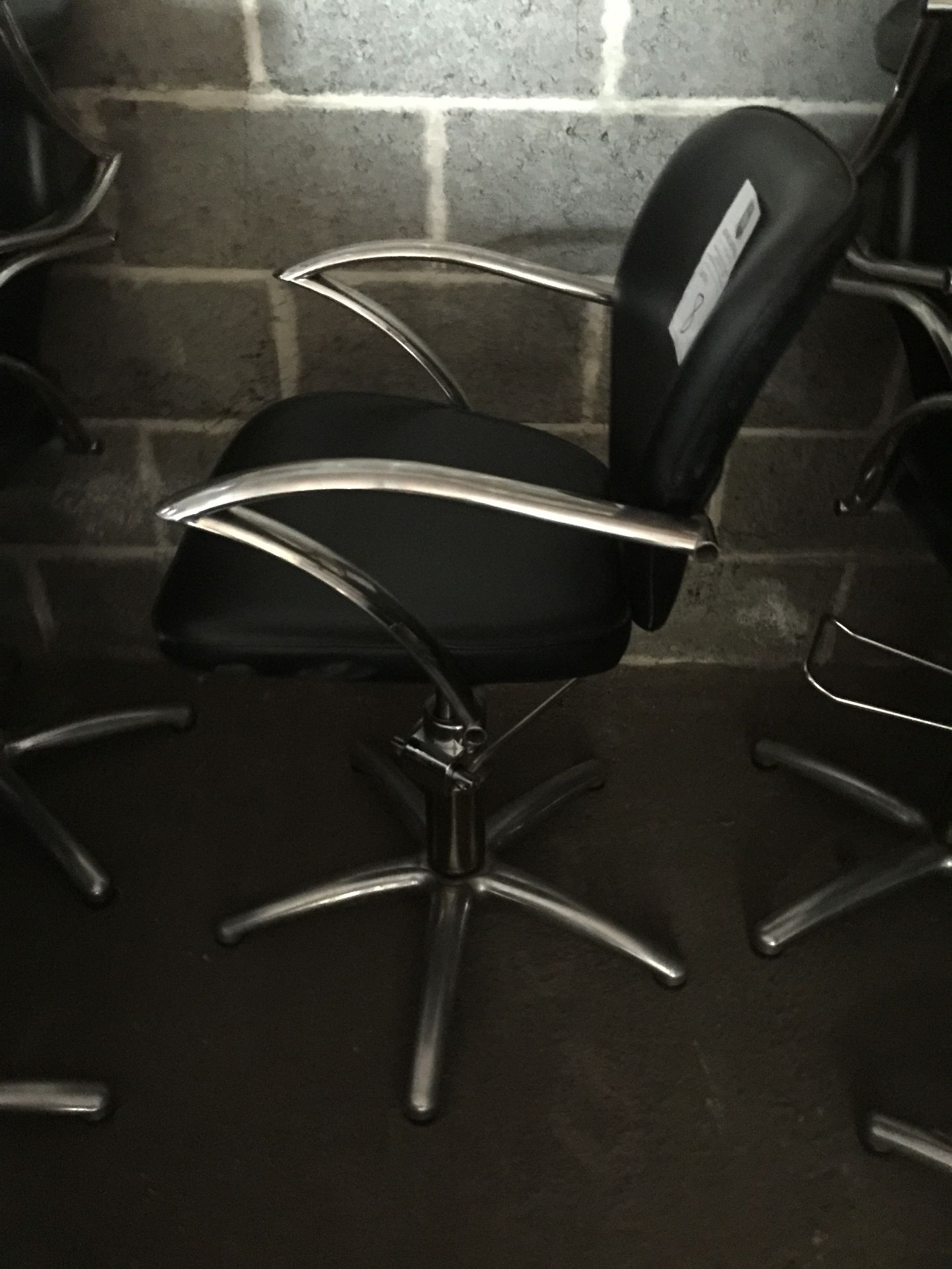 Salon Chair - Adustable height.  Black and Chrome.  Good condition, but in need of a clean. - Image 3 of 4